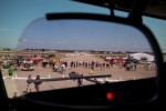 Airshow attendees are seen through the heads-up-display of the Southwest 737-700.